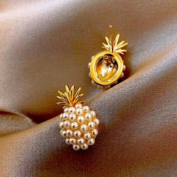 New Gold Pearl Crystal Drop Dangle Earrings - Picture 2 of 7